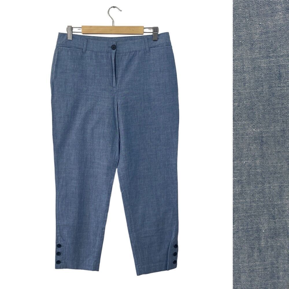 NEW Talbots 8 Perfect Crop Pant Blue Chambray Cotton Womens